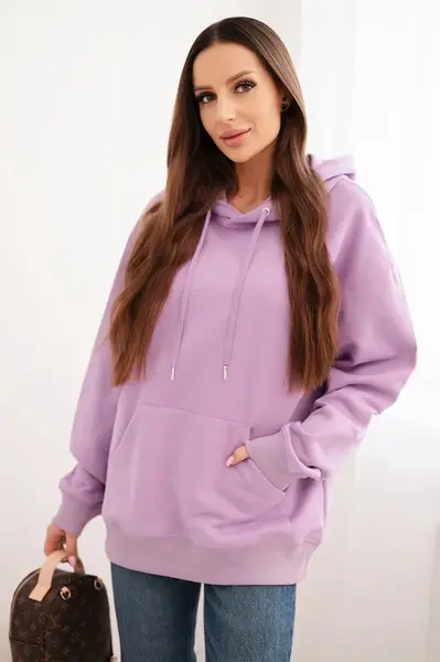 Kesi Włoski Dámska mikina s kapucňou a klokankou z bavlny fialová
