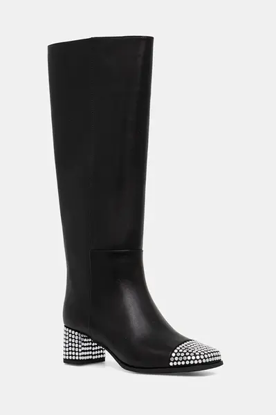 Kožené kozačky MICHAEL Michael Kors Matilda dámské, černá barva, na podpatku, 40F5MTMB7L.001