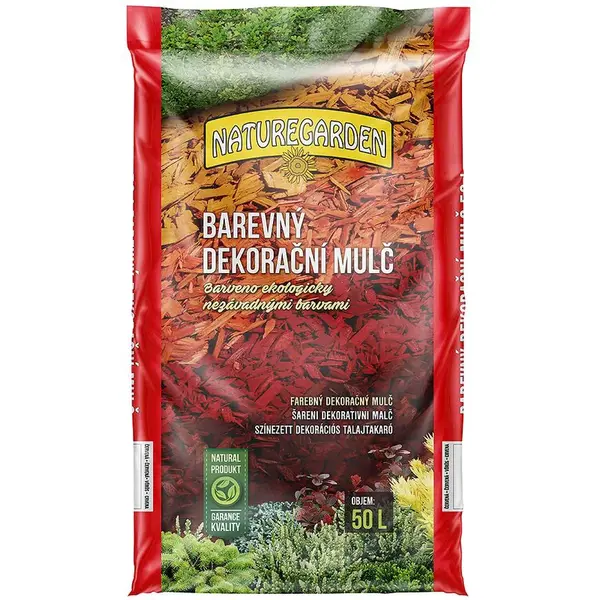 Barvený dekorační mulč červený 50l