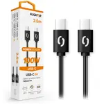 Datový kabel Aligator Power 100W, USB-C/USB-C 5A, 2,5m černá