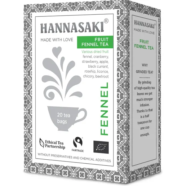 Hannasaki Fruit Fennel Tea BIO porcovaný čaj 20 sáčků
