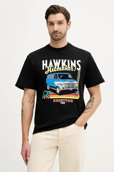 Bavlněné tričko United Colors of Benetton x Stranger Things