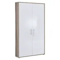 MID.YOU SKŘÍŇ NA ŠANONY, Sonoma dub, vysoce lesklá bílá, 84,4/185,6/33 cm