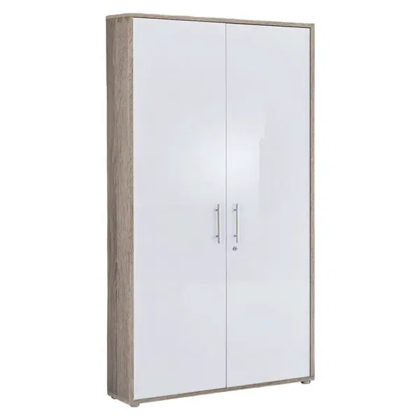 MID.YOU SKŘÍŇ NA ŠANONY, Sonoma dub, vysoce lesklá bílá, 84,4/185,6/33 cm