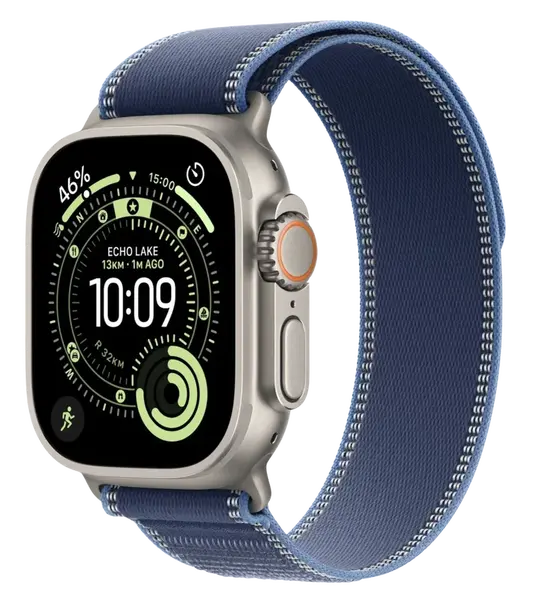 APPLE Watch Ultra 3 GPS + Cellular 49mm prírodný titán - modrý/jasne modrý trailový ťah - S/M