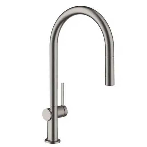 Drezová batéria Hansgrohe Talis s vyťahovacou sprškou, 2 prúdy kartáčovaný čierny chróm 7280034