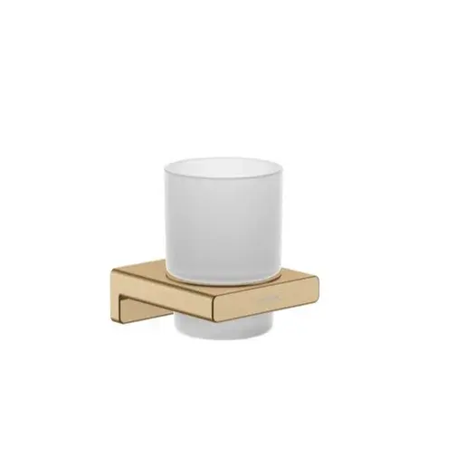 Hansgrohe AddStoris držiak pohára a kefiek vrátane poháre vo farebnom prevedení kartáčovaný bronz 41 749 140