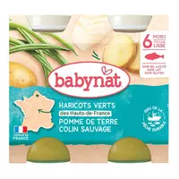 Babybio Babynat Brambory a zelené fazolky s aljašskou treskou 2x200 g