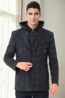 K9532 DEWBERRY MEN'S COAT-PLAID-NAVY BLUE