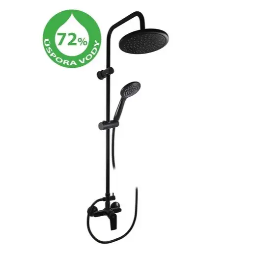 Sprchový systém RAV SLEZÁK Vltava so sprchovacím setom čierná mat VTE482.5/7-43CMAT