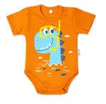 Baby Nellys Bavlněné kojenecké body, kr. rukáv, Drak Eda - cihlová, vel. 62