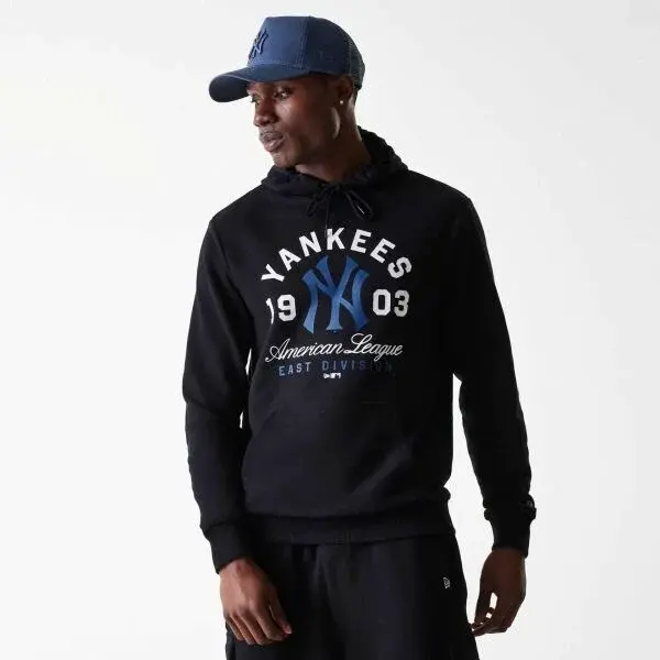 New Era NEW YORK YANKEES MLB WORDMARK HOODIE Pánská mikina, černá, velikost