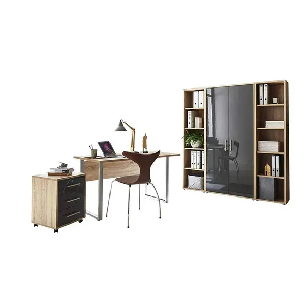 MID.YOU KANCELÁŘ, Sonoma dub, vysoce lesklá antracitová