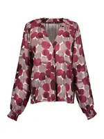 BLUE SEVEN Blúzka  čokoládová / vínovo červená / biela