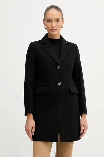 Vlněný kabát Sisley hnědá barva, 2JJYLN04N