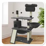 Agrofortel Škrabadlo pro kočky s více úrovněmi a hračkami - EMMA Dark Grey, 75 x 140 x 40 cm