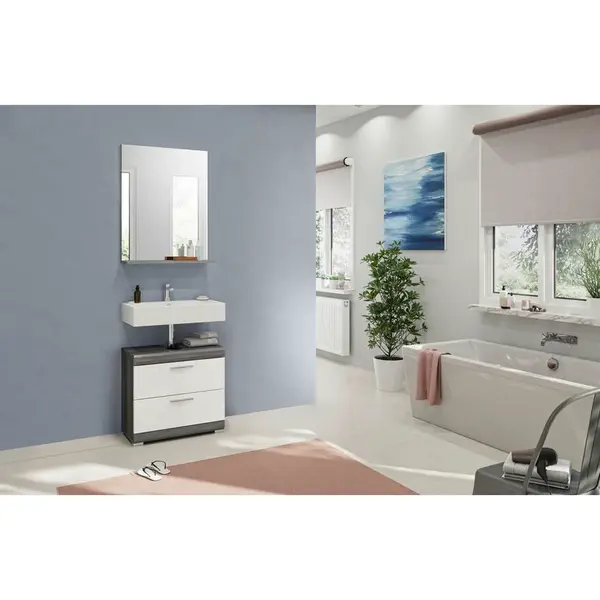 MID.YOU KOUPELNA šedá, vysoce lesklá bílá