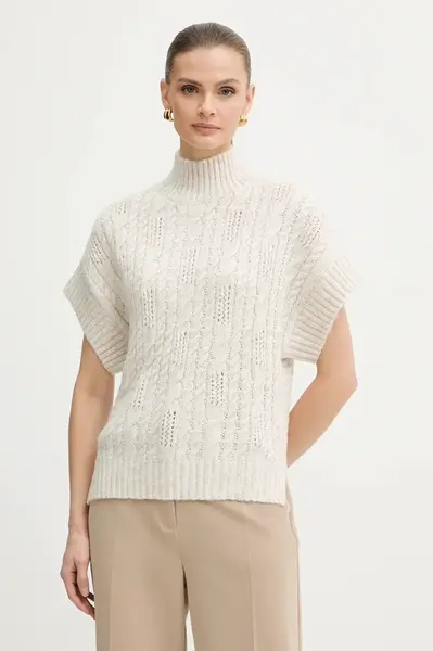 Svetr Morgan dámský, béžová barva, s golfem, MPIKI