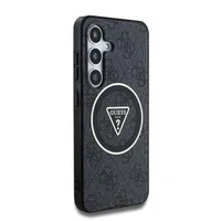 Zadní kryt Guess IML 4G Glitter and Triangle Logo MagSafe pro Samsung Galaxy S25, černá