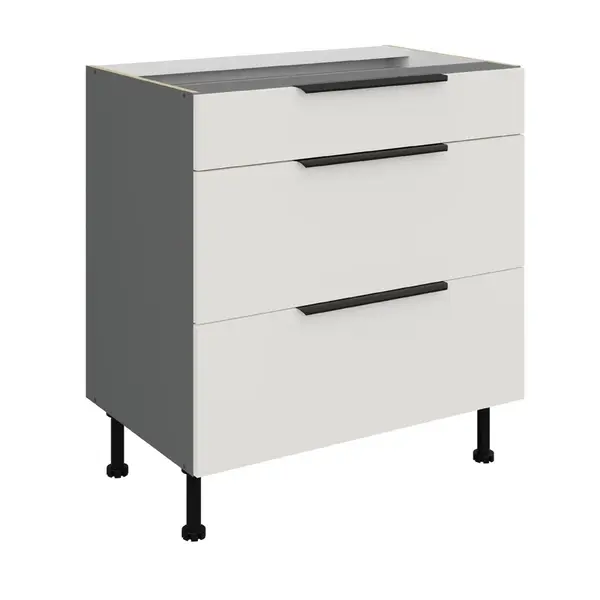 Spodní skříňka Aria ANT 80 D 3S BB - Premium Box Barva korpusu: Antracit, Barva dvířek: WH - Crystal white AFM