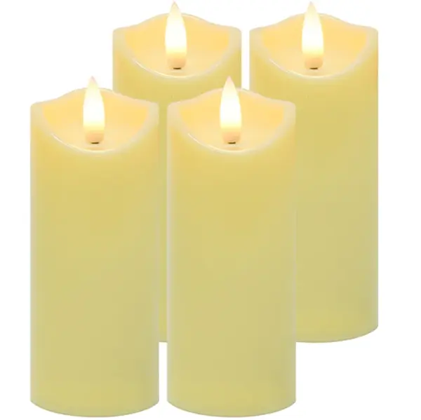 LED sloupová svíčka RUHHY 12,5 cm béžová, sada 4 ks
