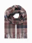 Ombre Men's Scottish check scarf with tassels - brown and brick