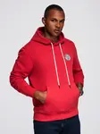 Ombre Men's kangaroo sweatshirt with hood and college style patch - red