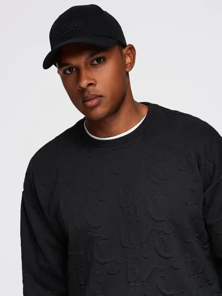 Ombre Men's RELAXED FIT sweatshirt with embossed letters - black
