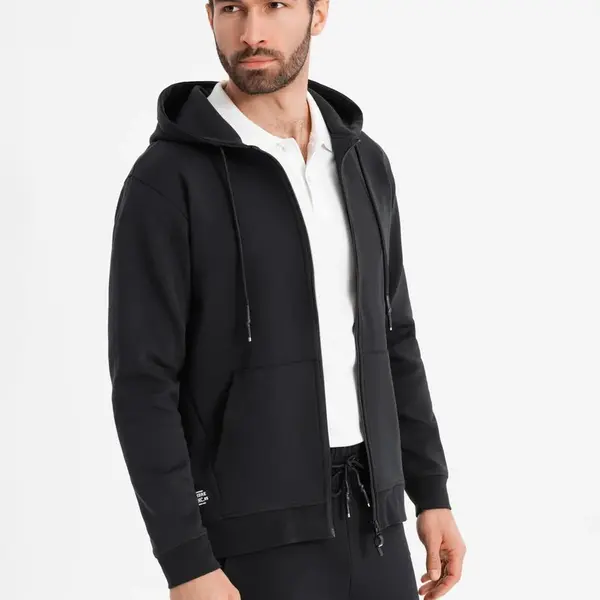Ombre Unzipped hoodie sweatshirt in streetwear style - black