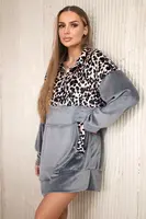 Leopard print velvet dress grey