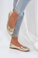 PS1 Eko Kožené Baleríny S Ozdobou Zlaté Tulnelia