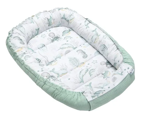 Medi Partners Baby cocoon/nest – Waffle – Ocean + mint Waffle