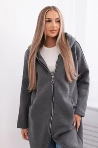 Long insulated graphite sweatshirt