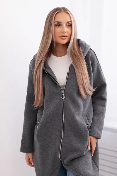 Long insulated graphite sweatshirt