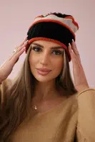 Kinga K297 Women's Cap Black + Dark Pink + Beige
