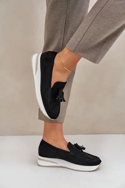 PH2 Mokasíny Na Jemnom Podi Eko Semišové Čierne Challavia