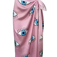 71058 Dewberry Patterned Shiny Fabric Women Pareo-PINK