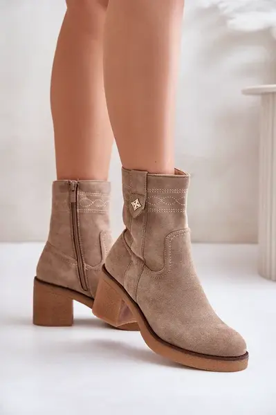 Insulated women's ankle boots on heel beige Vailia