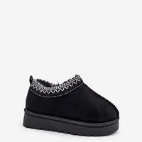 Children's ankle snow boots on a platform insulated with fur black Vilabria