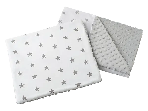 Medi Partners Quilt 55x75 + pillow 35x30 cotton + minky – Gray stars on white + gray minky