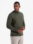 Ombre Men's knitted half turtleneck with viscose - dark olive