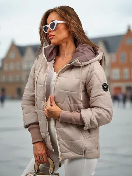 Resti Women's Quilted Jacket with Hood and Cuffs on Sleeves Raven Peak
