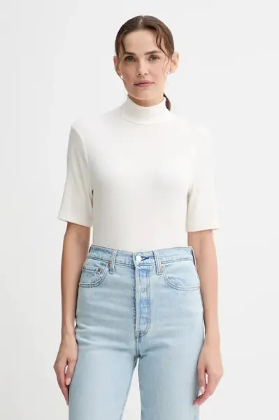 Tričko Marc O'Polo dámské, béžová barva, s pologolfem, M08207651177