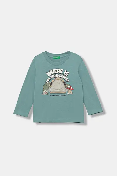 Dětské bavlněné tričko s dlouhým rukávem United Colors of Benetton