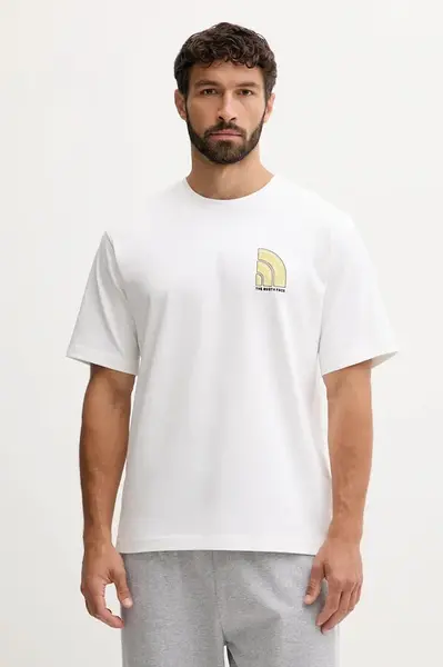 Bavlněné tričko The North Face pánské, béžová barva, s potiskem, NF0A8F2RFN41