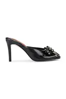 Kožené pantofle Kurt Geiger London Belgravia Stud Bow Mule dámské, černá barva, na podpatku, 4711005309