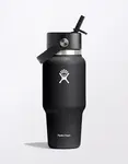 Hydro Flask Wide Mouth Travel Bottle with Flex Straw Cap 24 oz (710 ml) Black