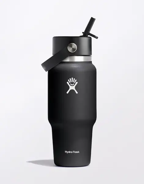 Hydro Flask Wide Mouth Travel Bottle with Flex Straw Cap 24 oz (710 ml) Black