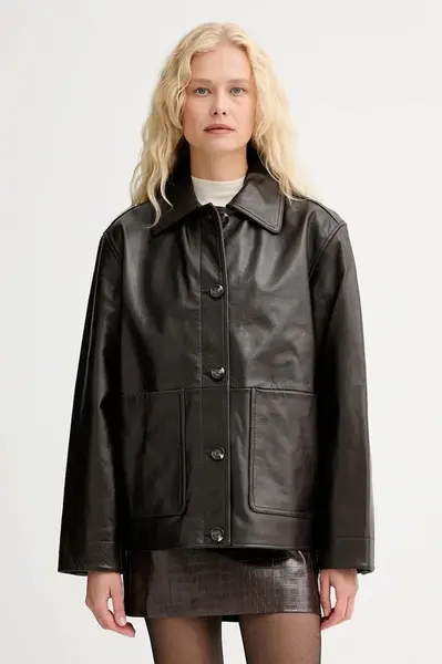 Kožená bunda Rag & Bone hnědá barva, přechodná, RA8A25F0MLA