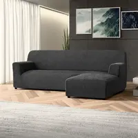 Bielastické potahy COSTINA antracit sedačka s otomanem vpravo (š. 170 - 300 cm)